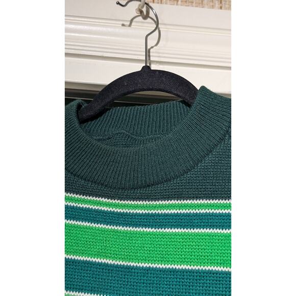 Ski Country Colorado Knitting Mills 100% Virgin Wool Green Striped Ski Sweater - Picture 3 of 11